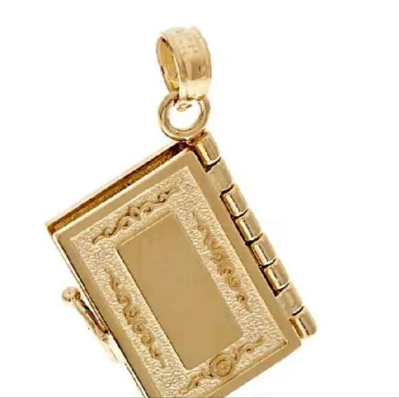 Gorgeous Solid 14k Yellow Gold 3D Bible Pendant Necklace 💛 🙏 - Picture 5 of 8